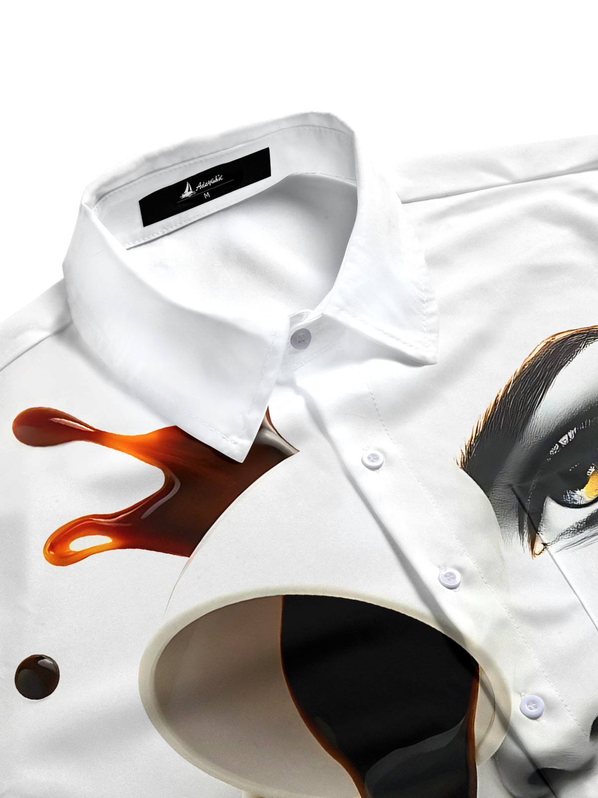 Abstract Face Print Men's Pocket Short Sleeve Shirts