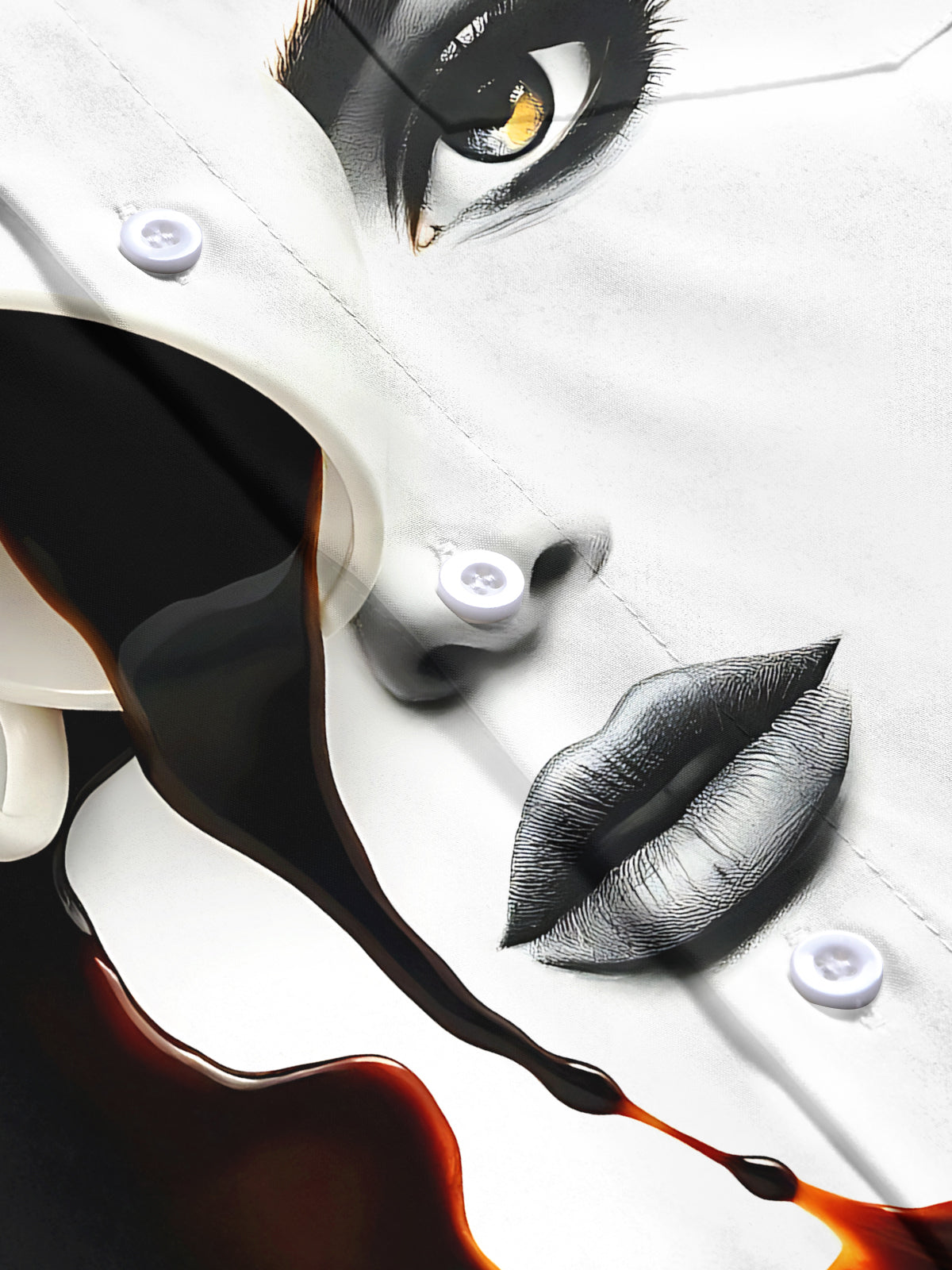 Abstract Face Print Men's Pocket Short Sleeve Shirts