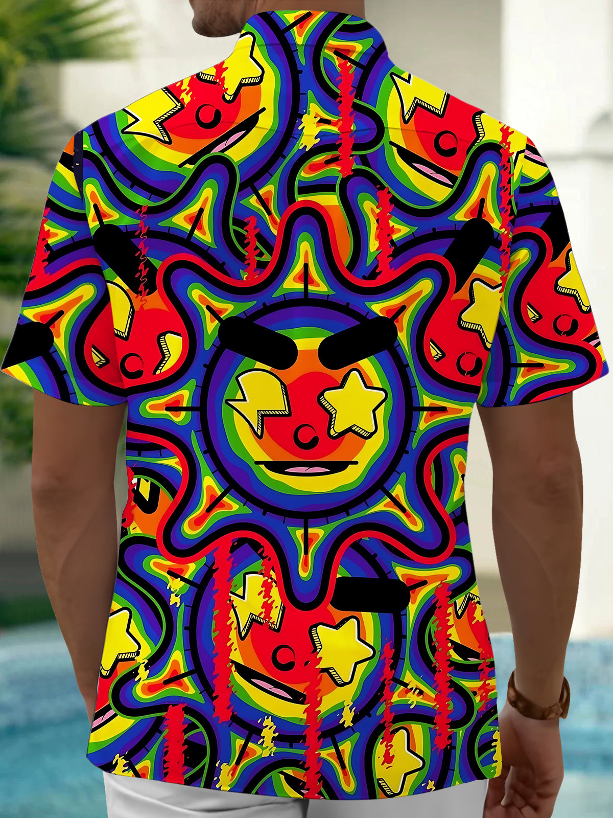 Sun Art Print Men's Pocket Short Sleeve Shirts