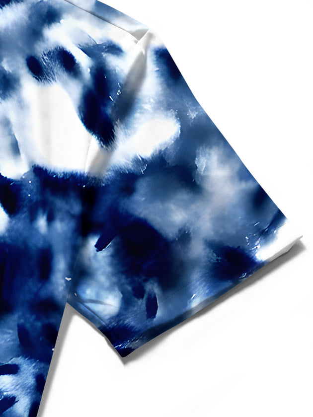 men's tie dye shirt close-up short sleeve