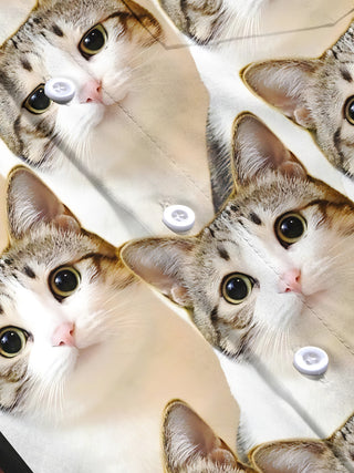 men's cat print short sleeve flat lay shirt