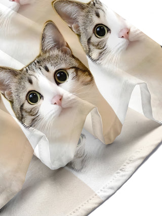 Man in cat print pocket short sleeve shirt lifestyle shot