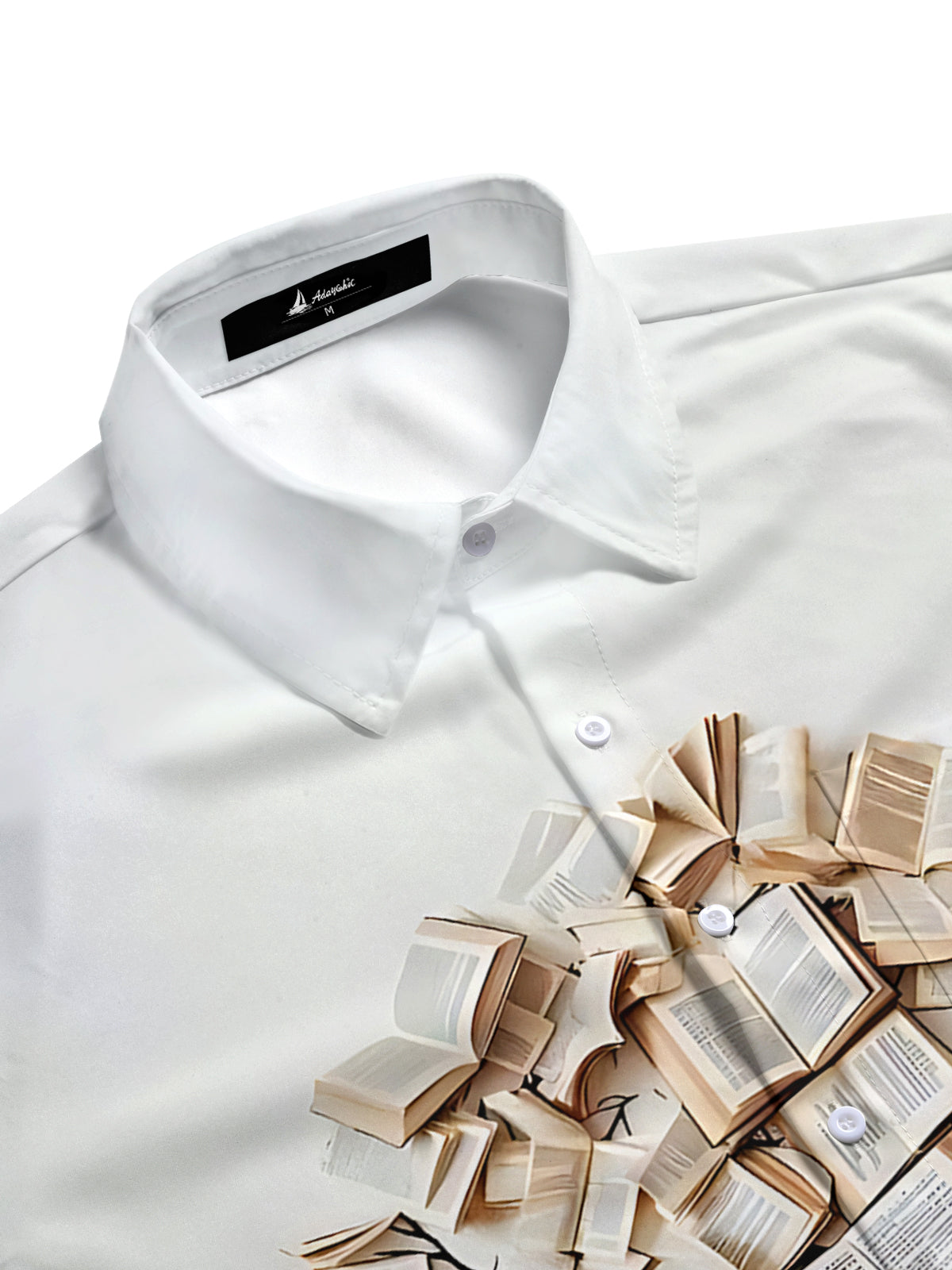 Book Tree Print Men's Pocket Short Sleeve Shirts