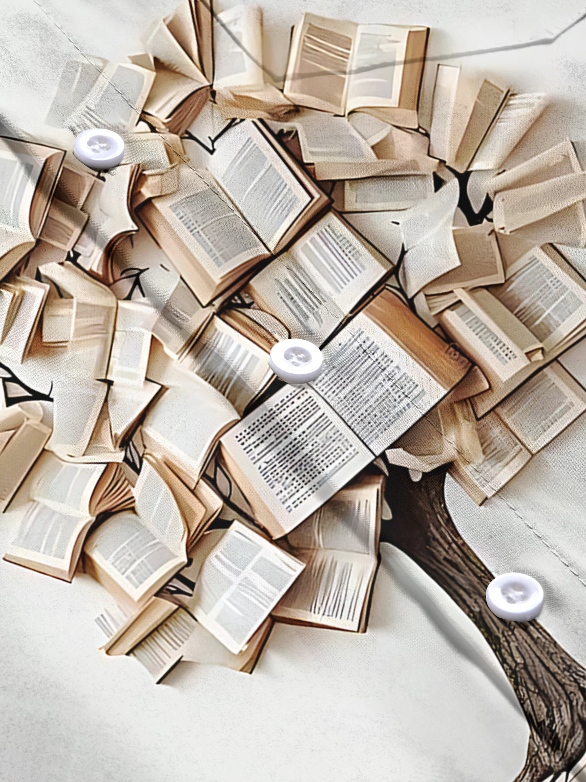 Book Tree Print Men's Pocket Short Sleeve Shirts