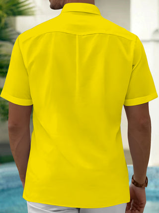 Men's Hawaiian pocket short sleeve shirt back view