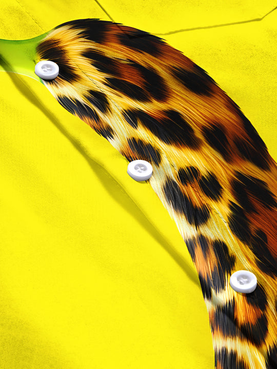 men's Hawaiian print short sleeve shirt flat lay detail