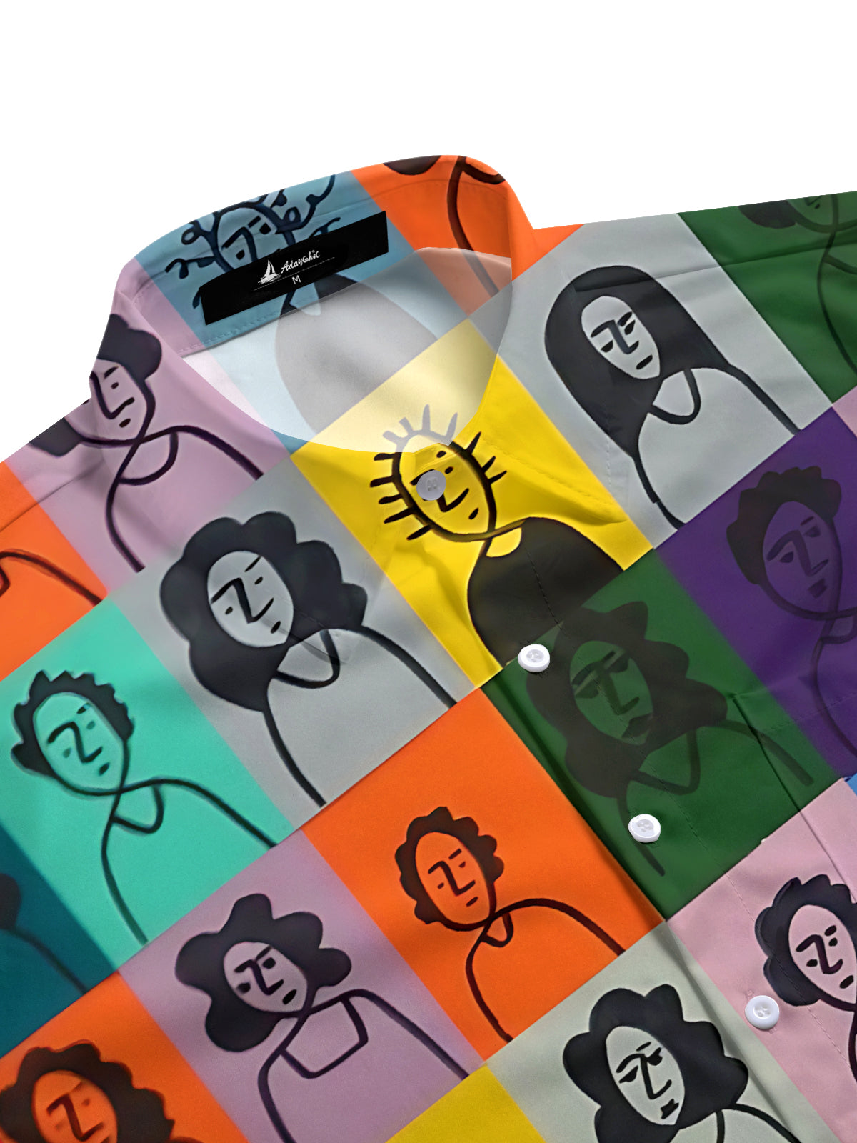 Face Art Print Men's Pocket Short Sleeve Shirts