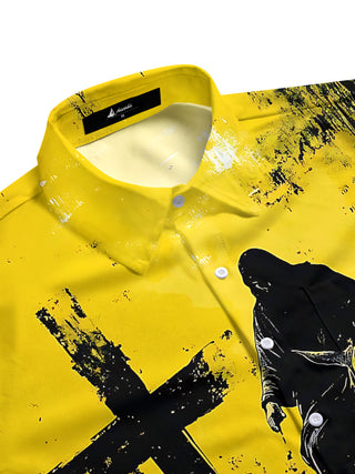 men's printed short sleeve flat lay shirt