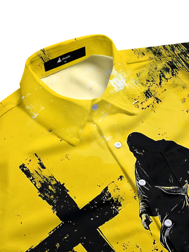 men's printed short sleeve flat lay shirt