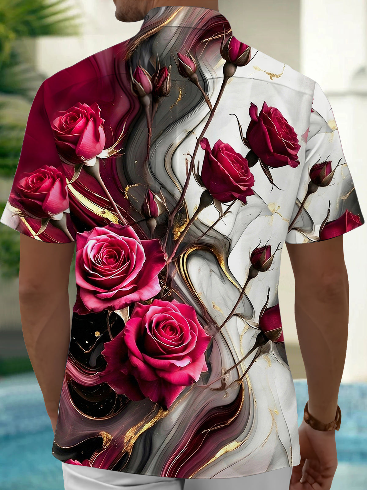 Rose Men's Pocket Short Sleeve Shirts