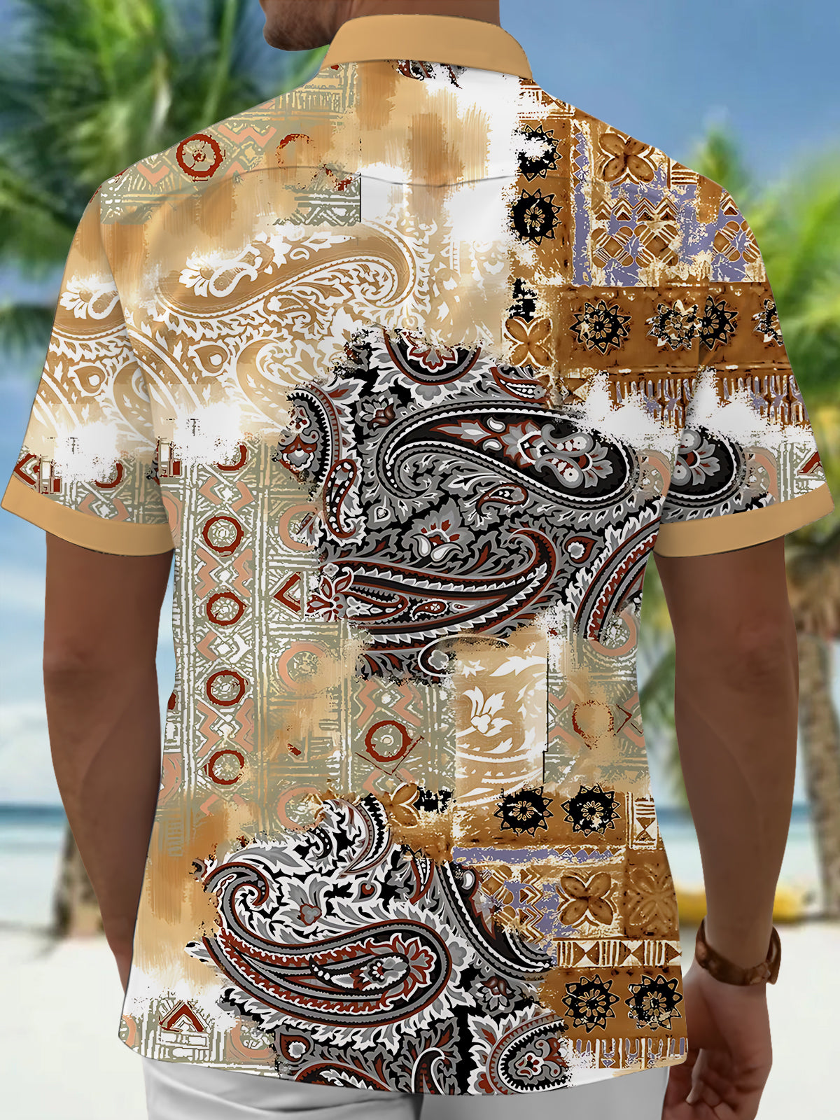 Vintage Print Men's Pocket Short Sleeve Shirts