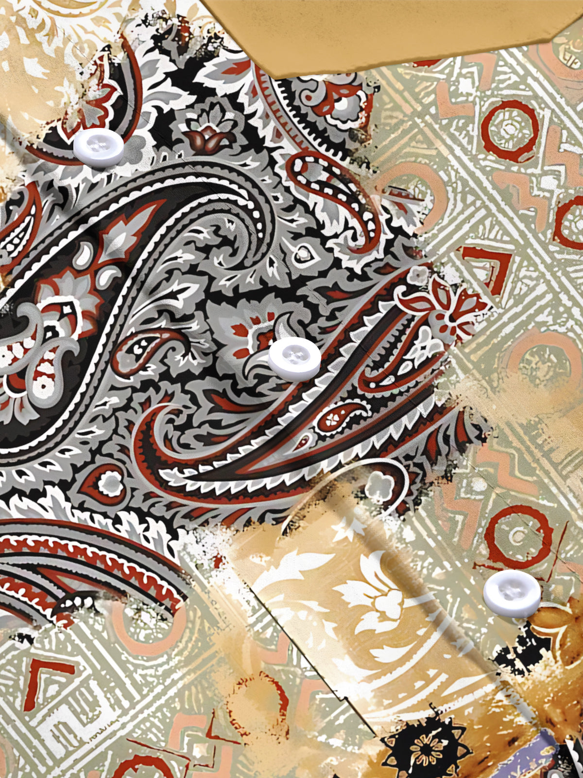 Vintage Print Men's Pocket Short Sleeve Shirts