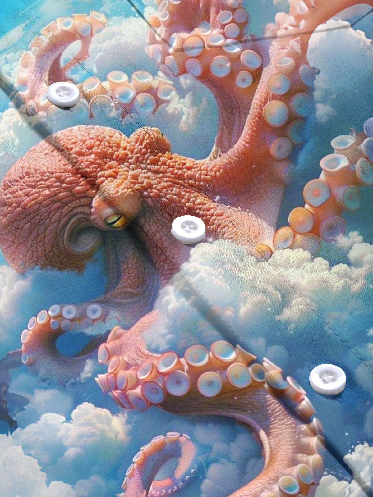 Octopus Cloud Print Men's Pocket Short Sleeve Shirts