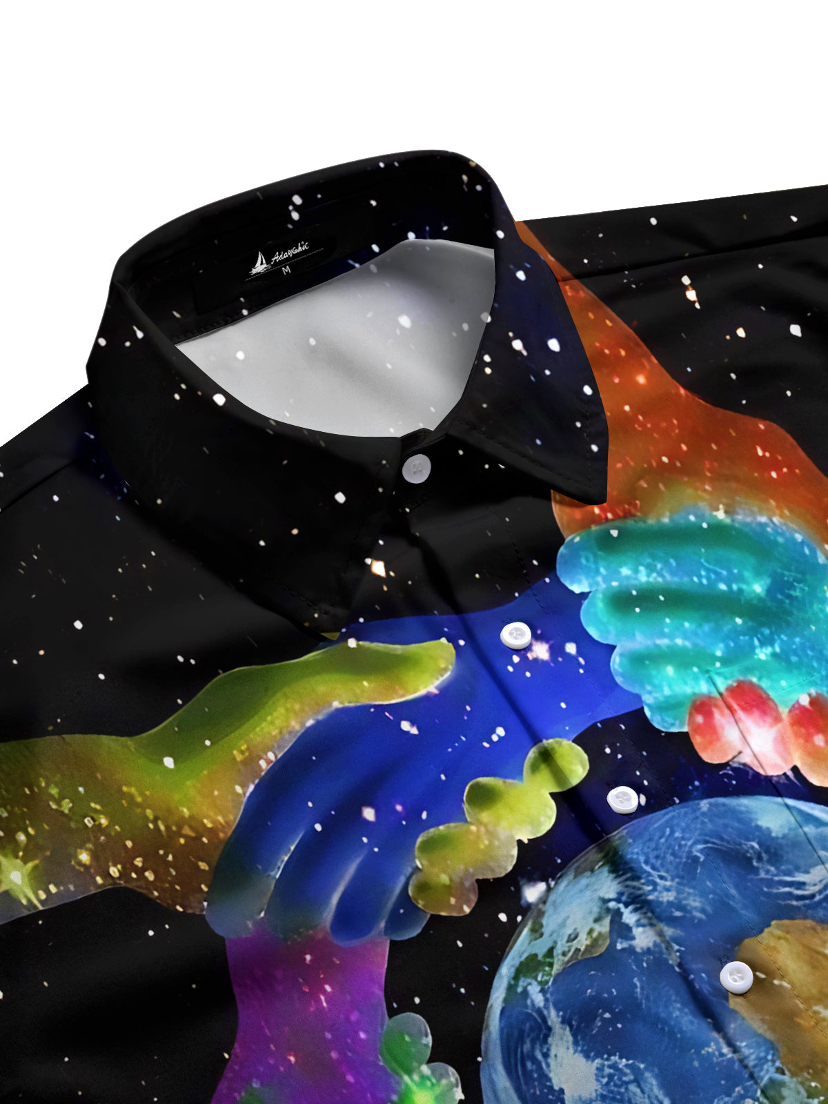 Earth Art Print Men's Pocket Short Sleeve Shirts