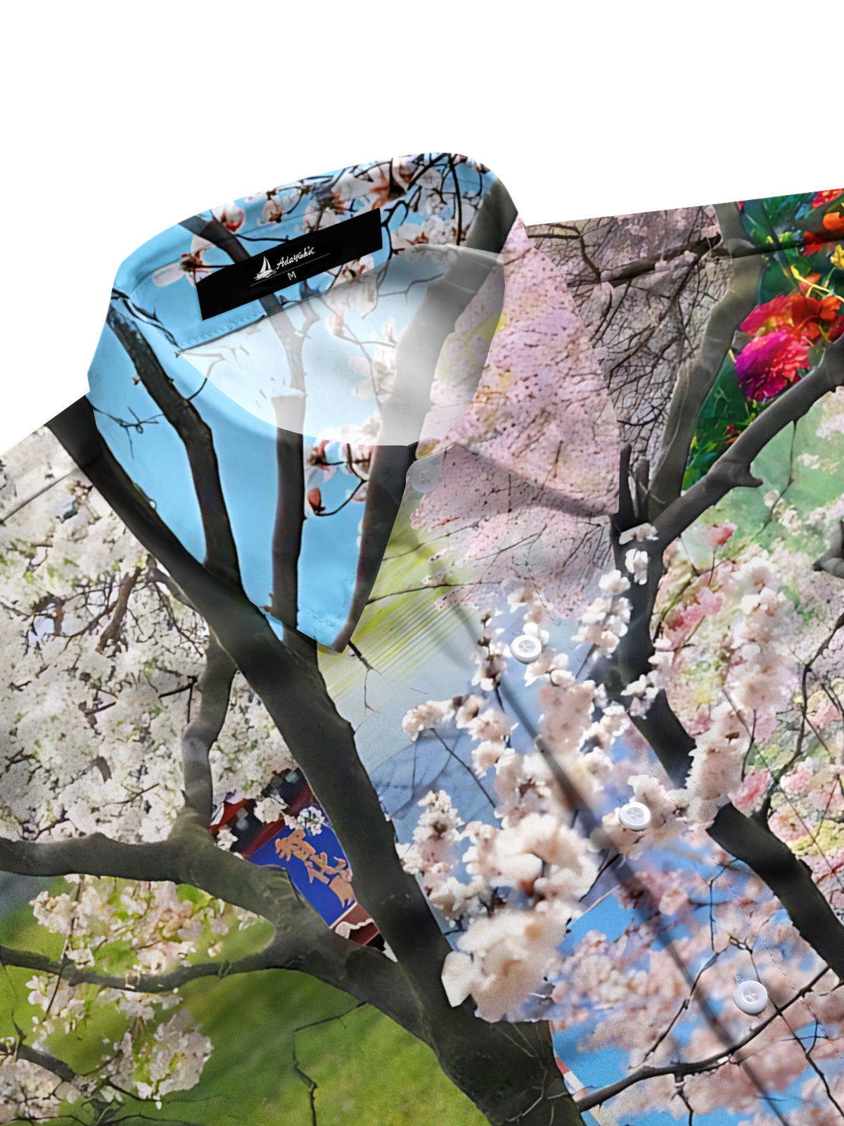 Sakura Print Men's Pocket Short Sleeve Shirts