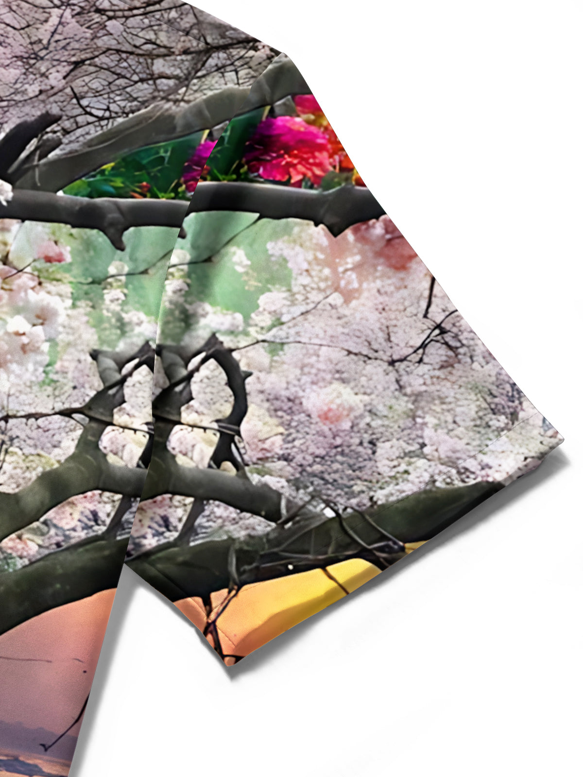 Sakura Print Men's Pocket Short Sleeve Shirts