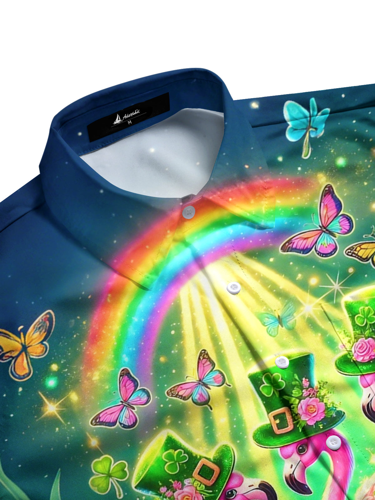 St. Patrick's Flamingo Print Men's Pocket Short Sleeve Shirts