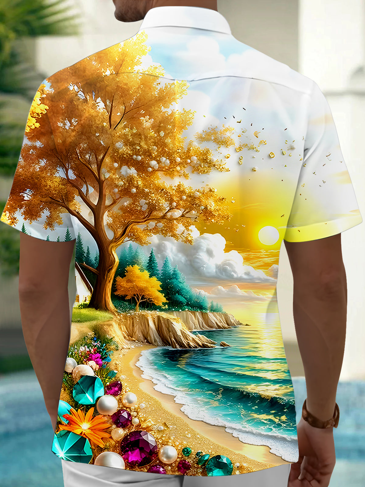 Hawaiian Beach Men's Pocket Short Sleeve Shirts