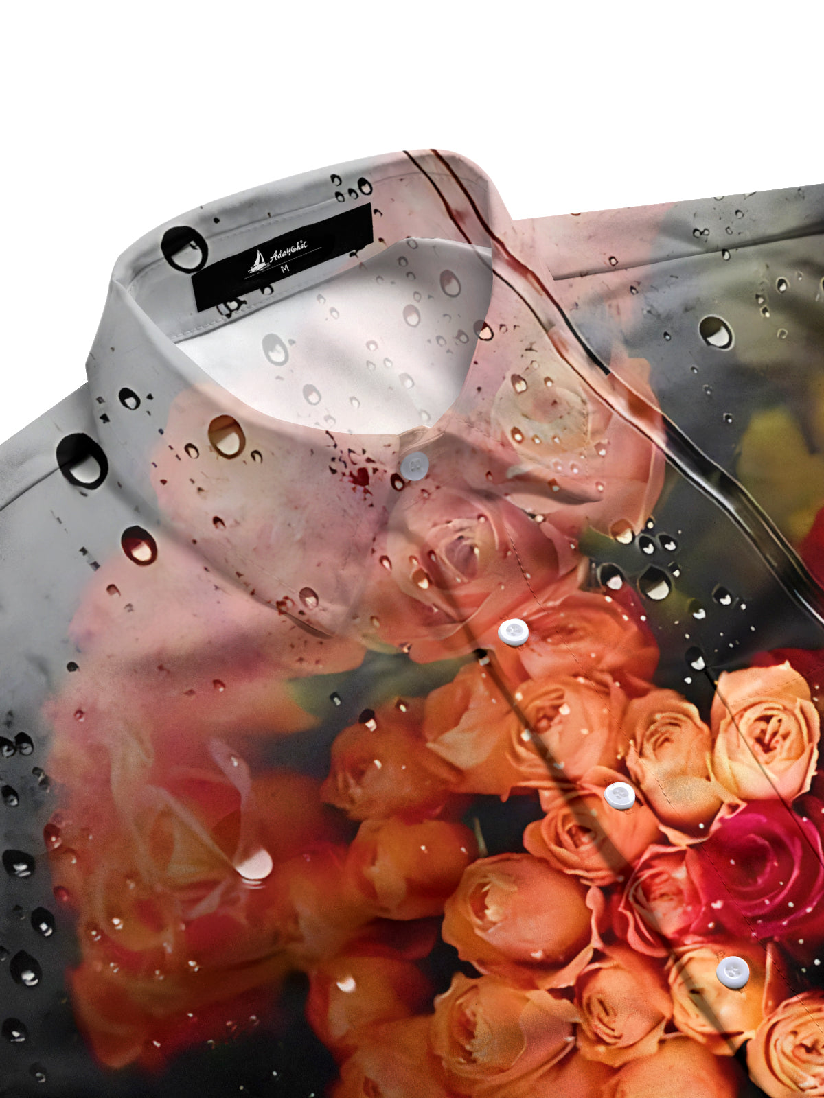 Flower Drop Print Men's Pocket Short Sleeve Shirts