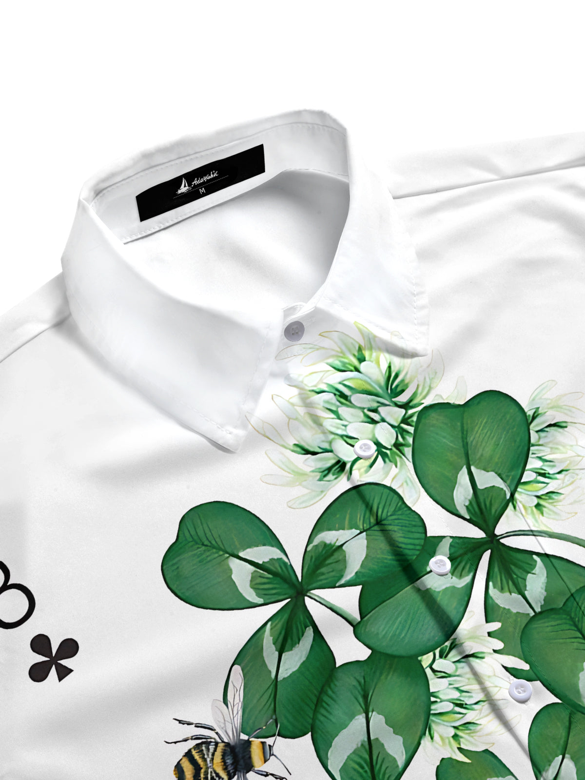 Clover Bee Poker Print Men's Pocket Short Sleeve Shirts