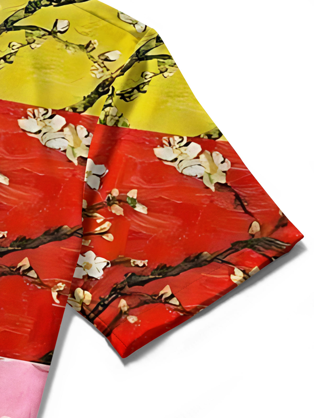 Apricot Blossom Print Men's Pocket Short Sleeve Shirts