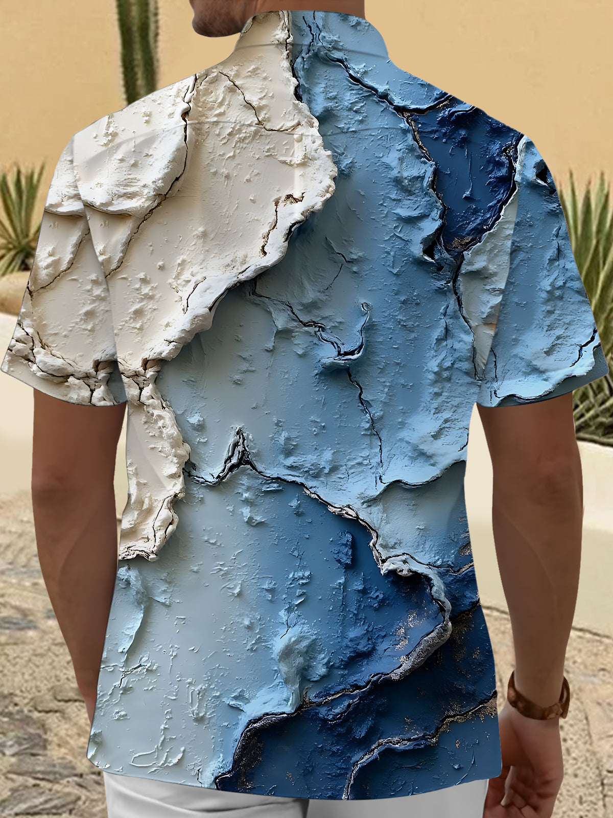 Abstract Art Print Men's Pocket Short Sleeve Shirts