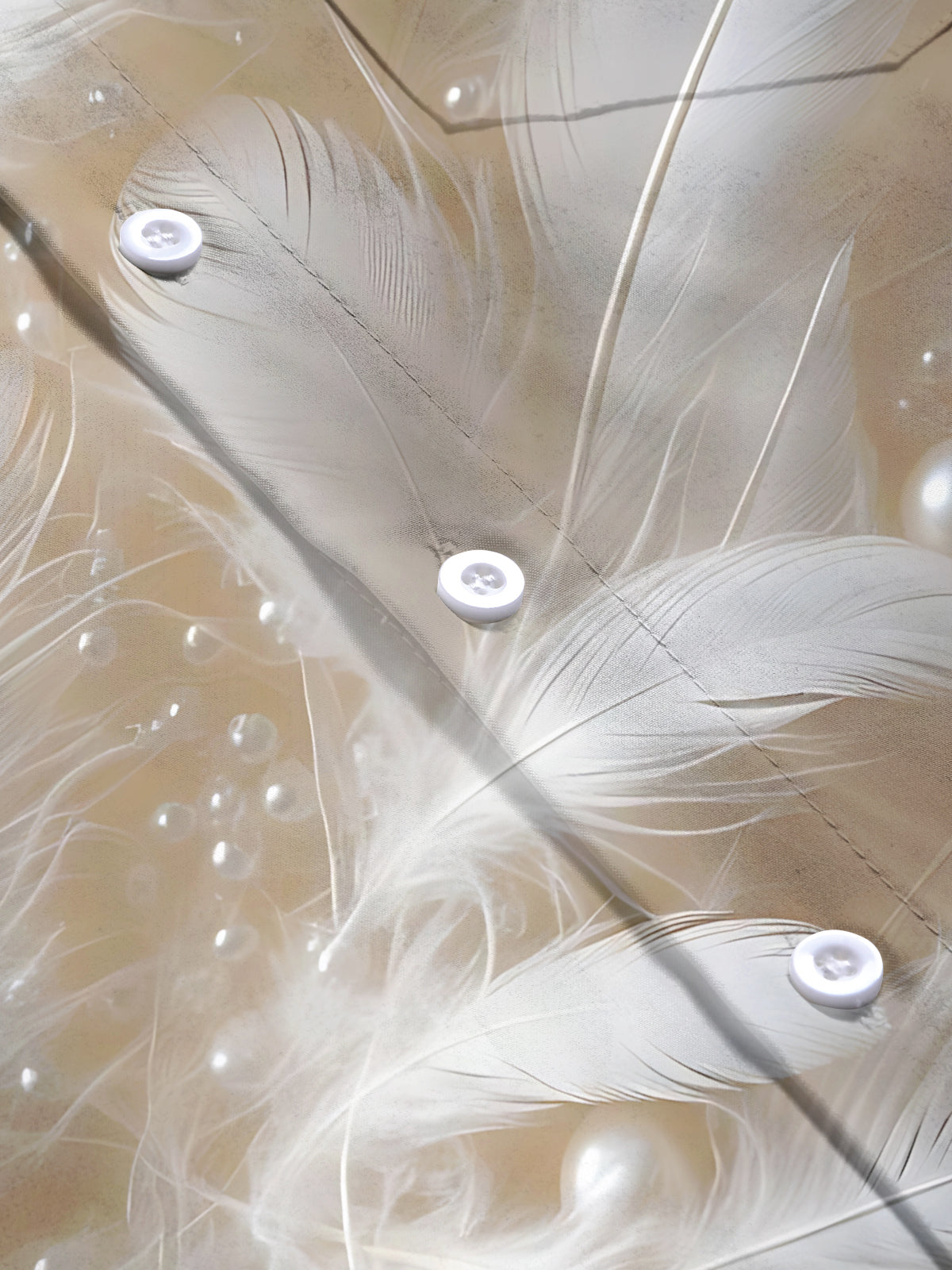 Feather Pearl Print Men's Pocket Short Sleeve Shirts