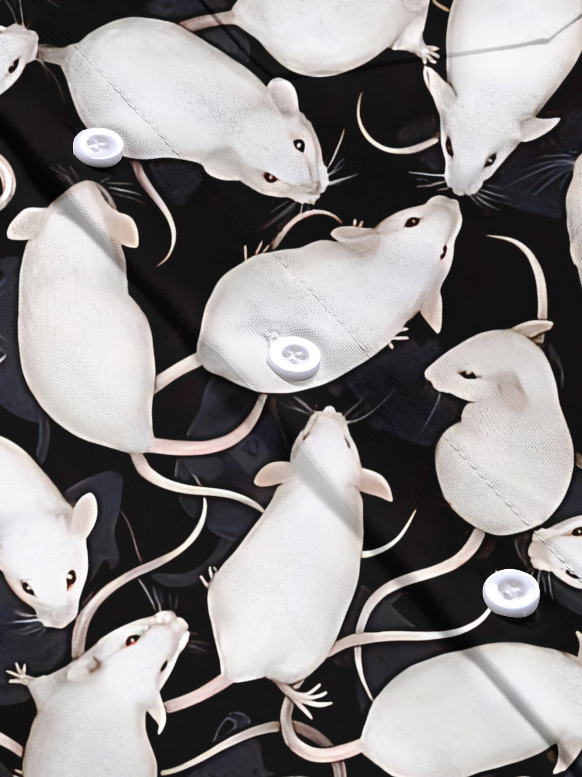 White Mouse Print Men's Pocket Short Sleeve Shirts