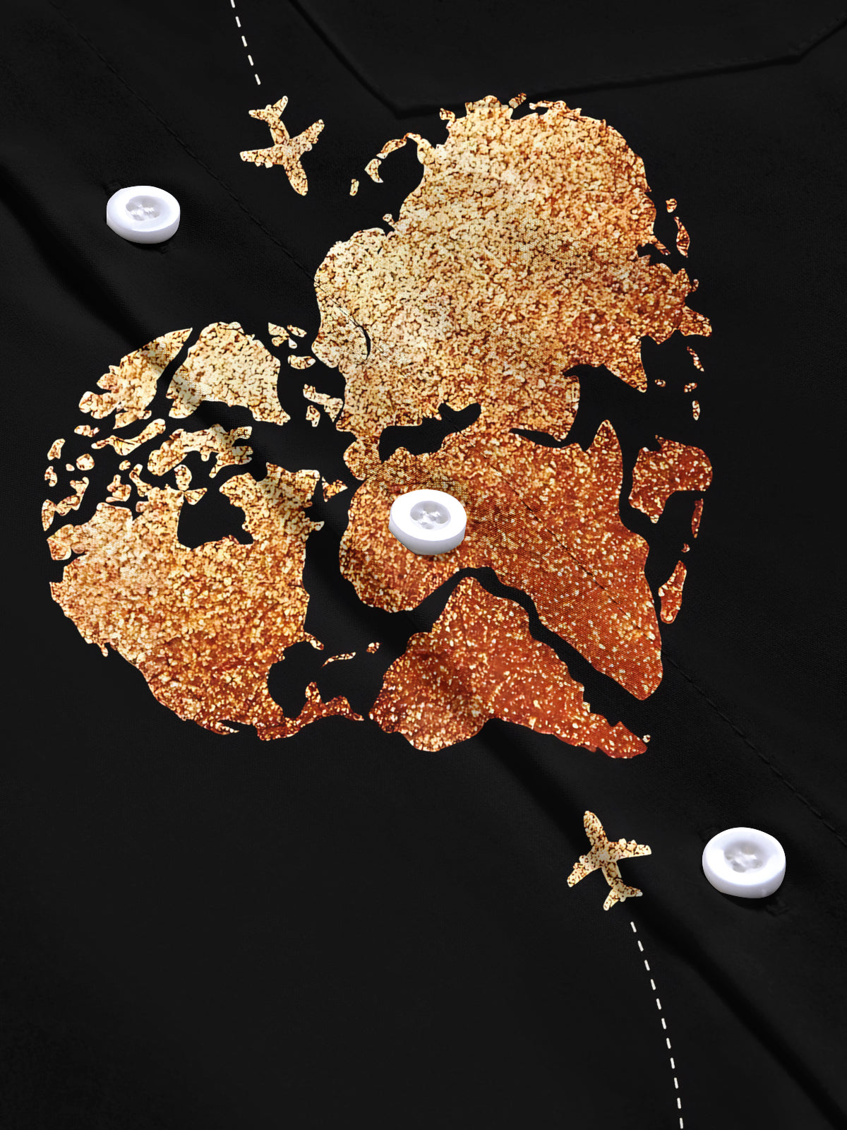 Heart Map Plane Print Men's Pocket Short Sleeve Shirts