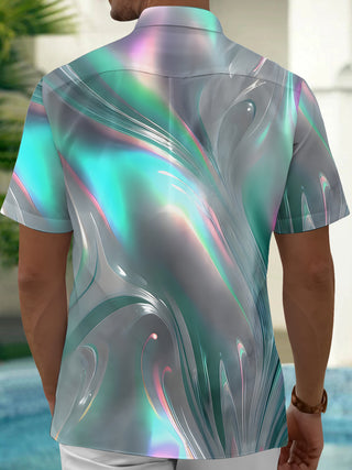 men abstract print short sleeve shirt back view