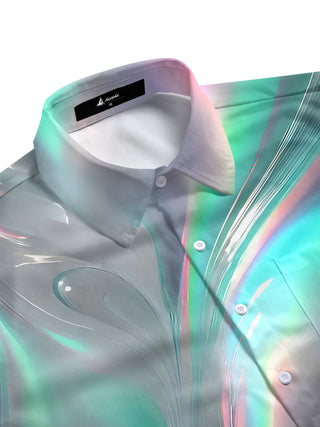 men's art print shirt side view