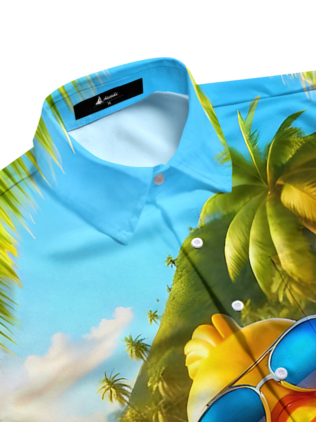 Men's tropical print short sleeve shirt side view