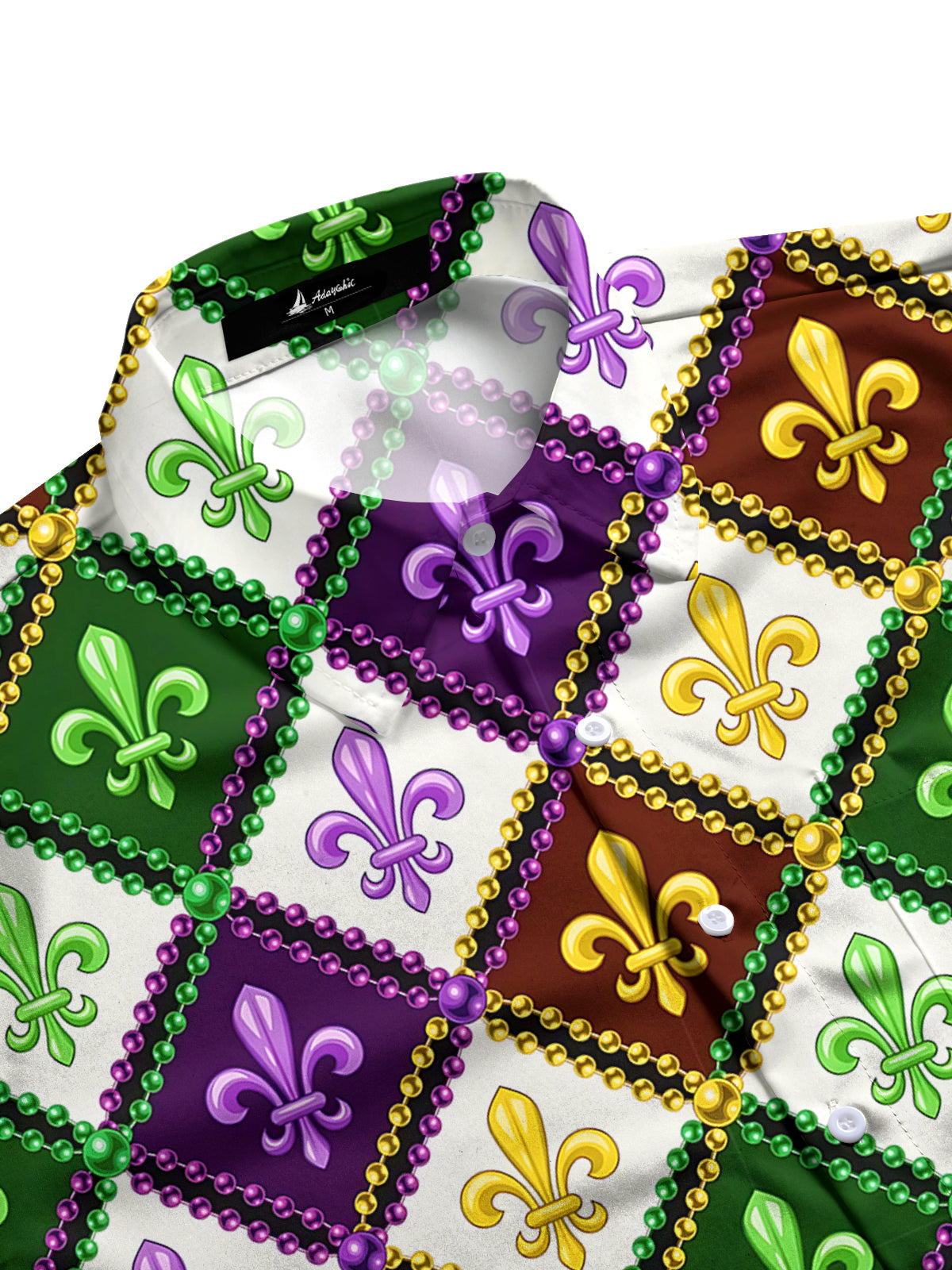 Mardi Gras Print Men's Pocket Short Sleeve Shirts