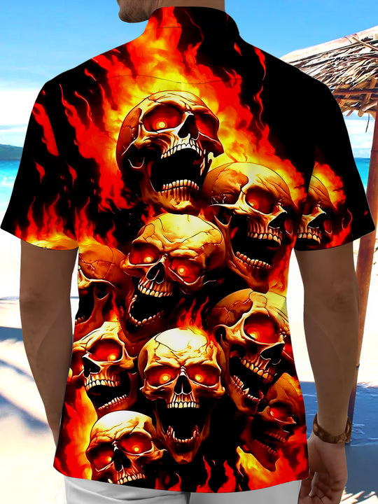 men's skeleton pattern shirt back view