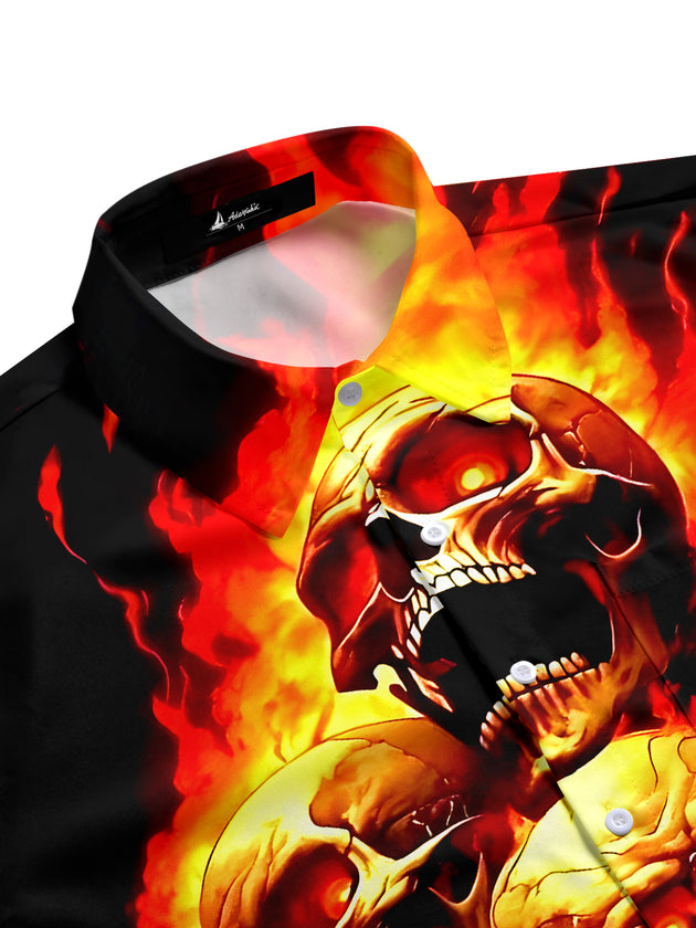 men's gothic print shirt side view