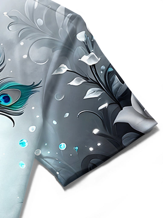 men's floral shirt close-up short sleeve