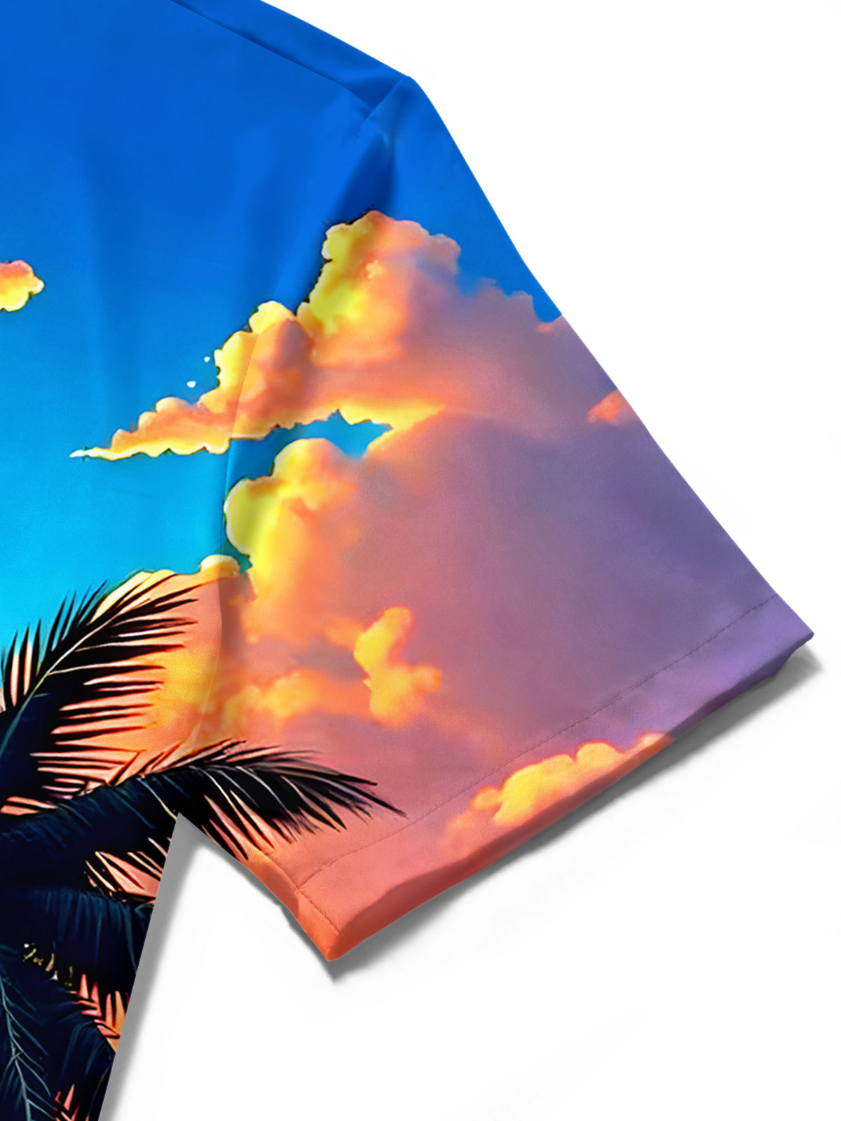 Hawaiian Coconut Tree Sunset Boat Men's Pocket Short Sleeve Shirts