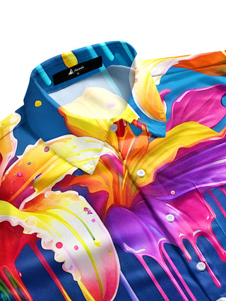 Men's side view tropical floral aloha short sleeve shirt