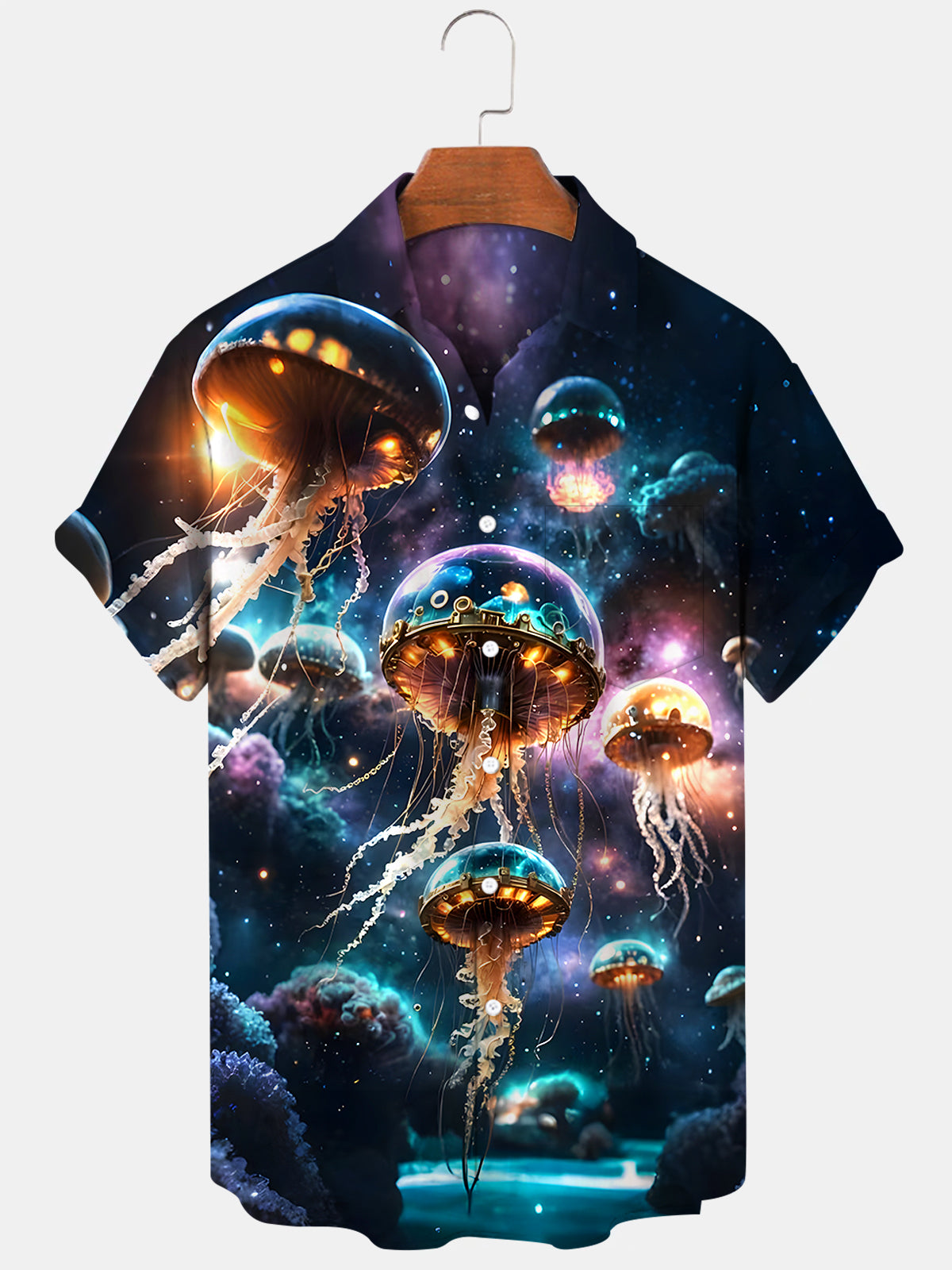 Hawaiian Jellyfish Men's Pocket Short Sleeve Shirts