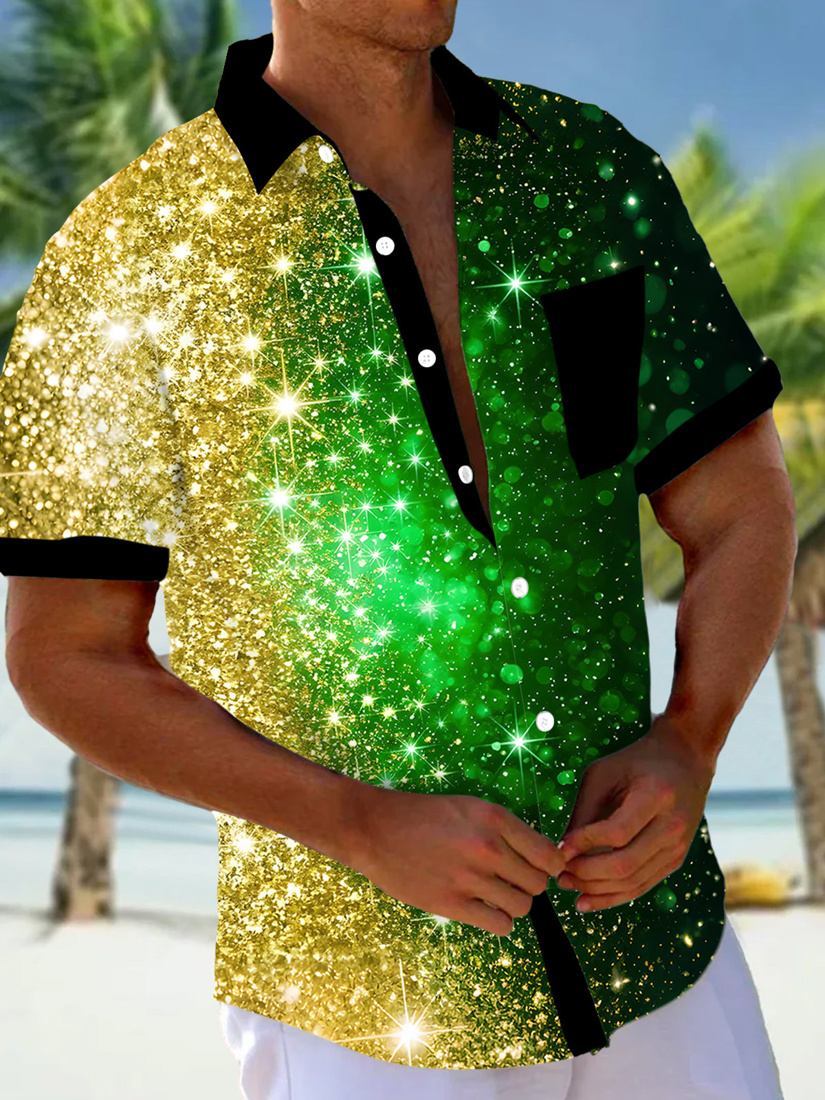 Abstract Men's Pocket Short Sleeve Shirts