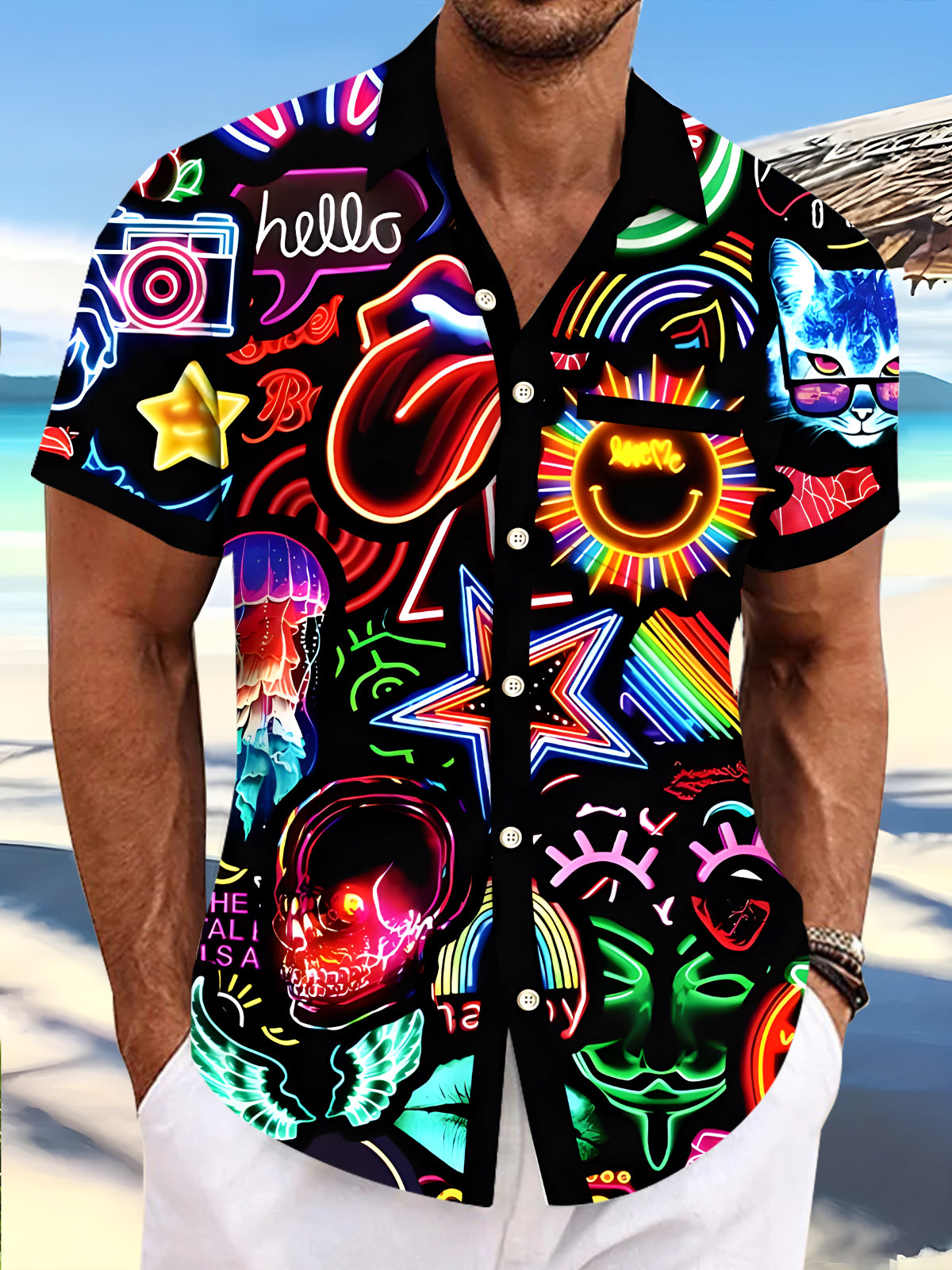 Music Men's Pocket Short Sleeve Shirts