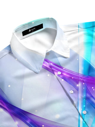 Men's abstract tie dye short sleeve shirt side view