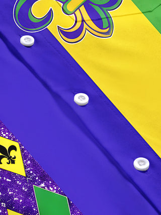 men's Mardi Gras short sleeve flat lay shirt