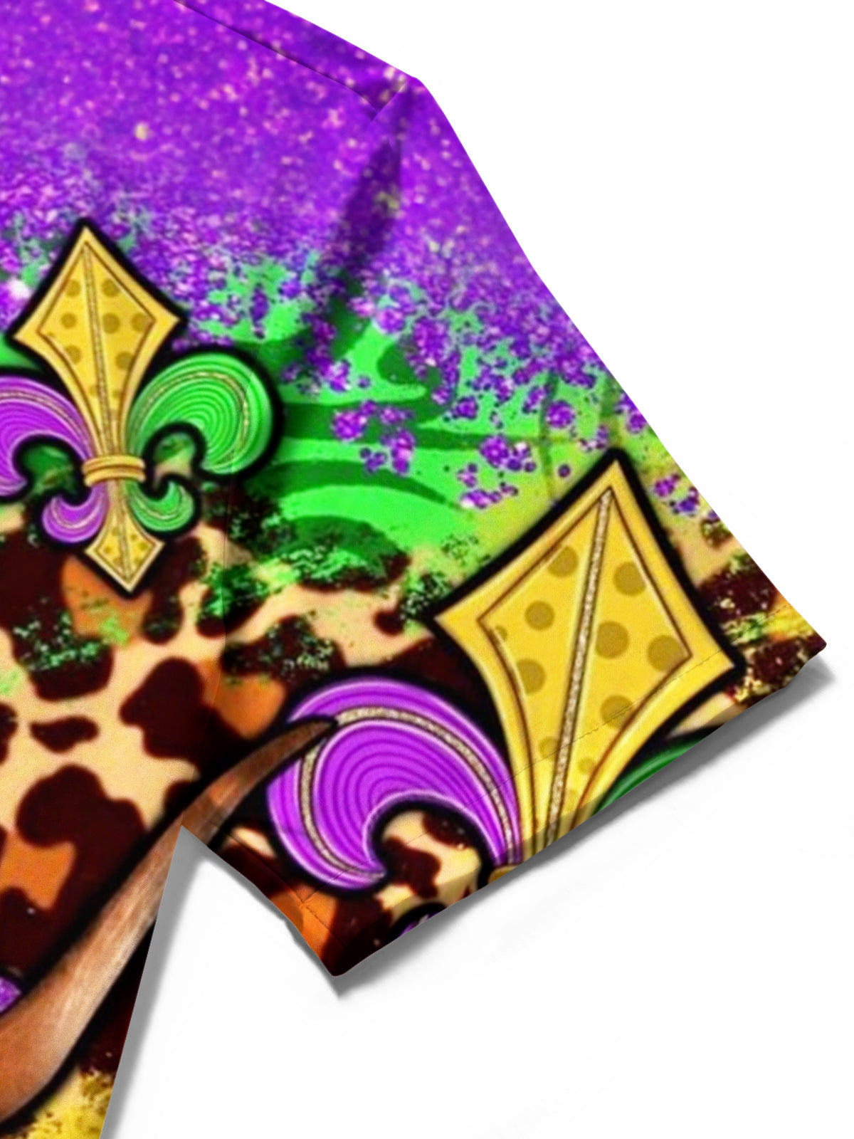 men's Mardi Gras shirt close-up short sleeve