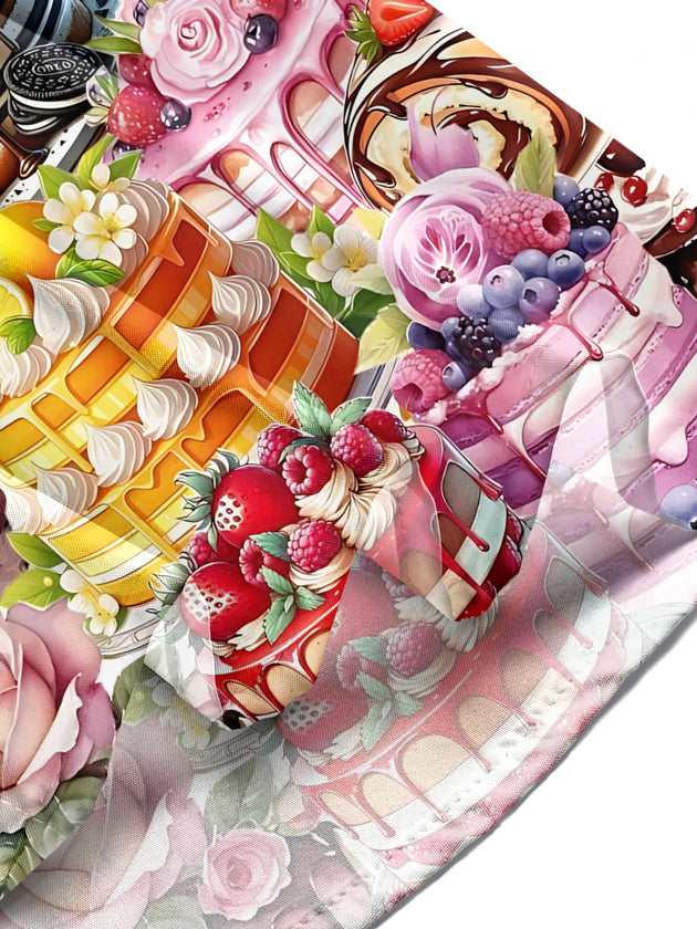 Men wearing cake print pocket short sleeve shirt casually lifestyle