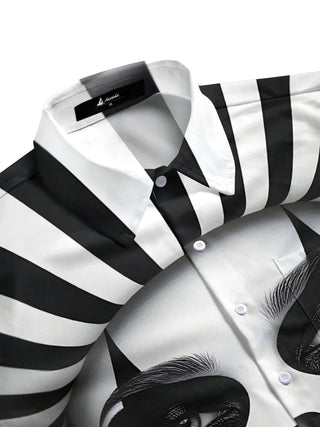 Men's clown art print pocket half sleeve shirt side view