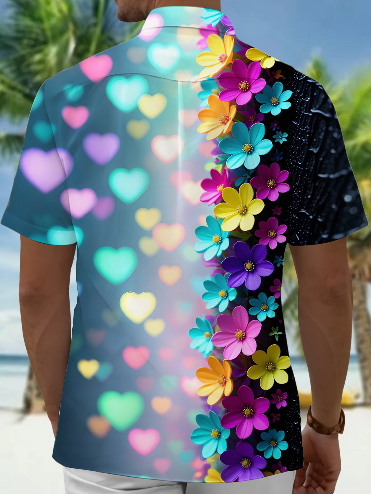 Floral Print Men's Pocket Short Sleeve Shirts