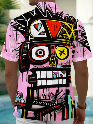 Men's abstract print short sleeve shirt back view