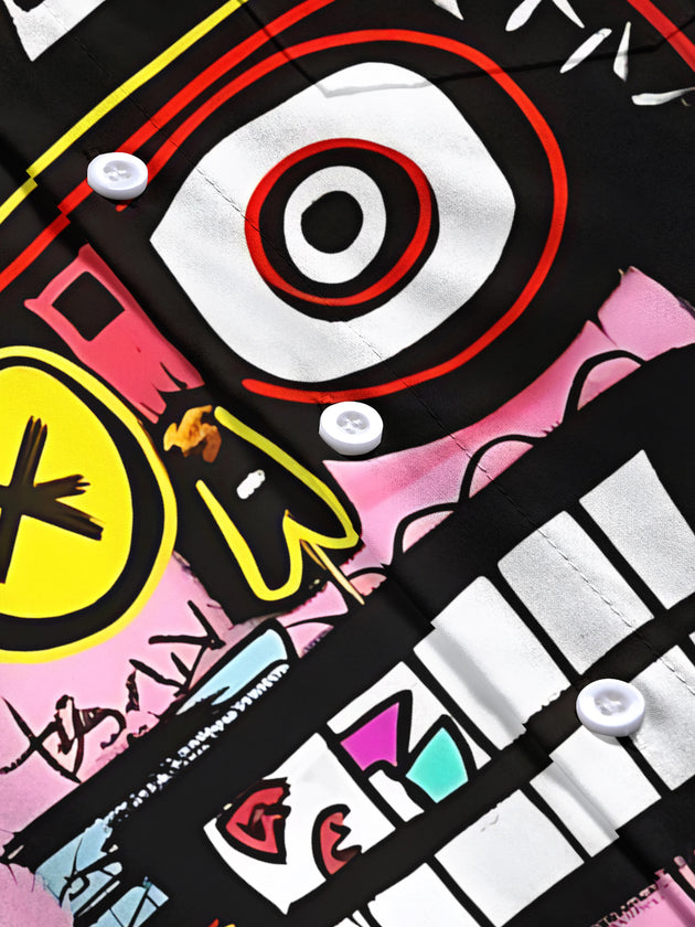 Abstract Art Print Men's Pocket Short Sleeve Shirts