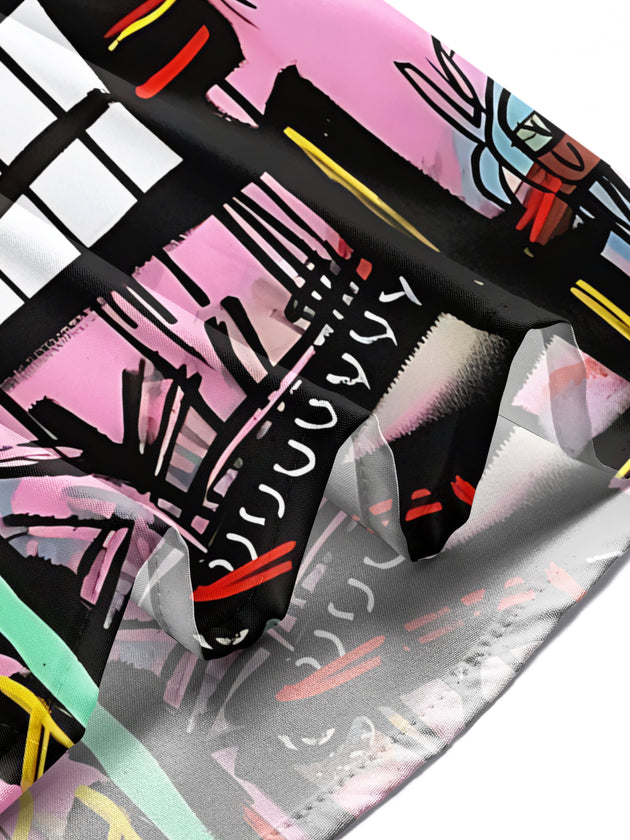 Abstract Art Print Men's Pocket Short Sleeve Shirts